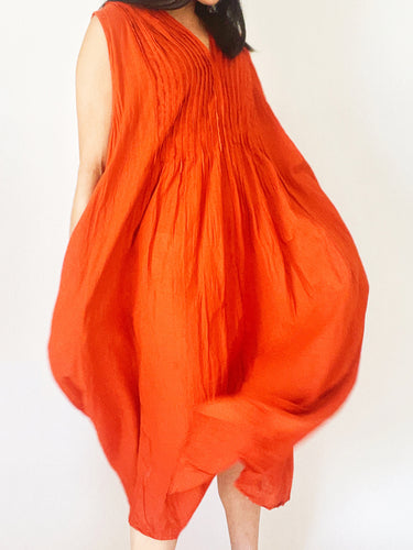 Pleated Dress with Pockets