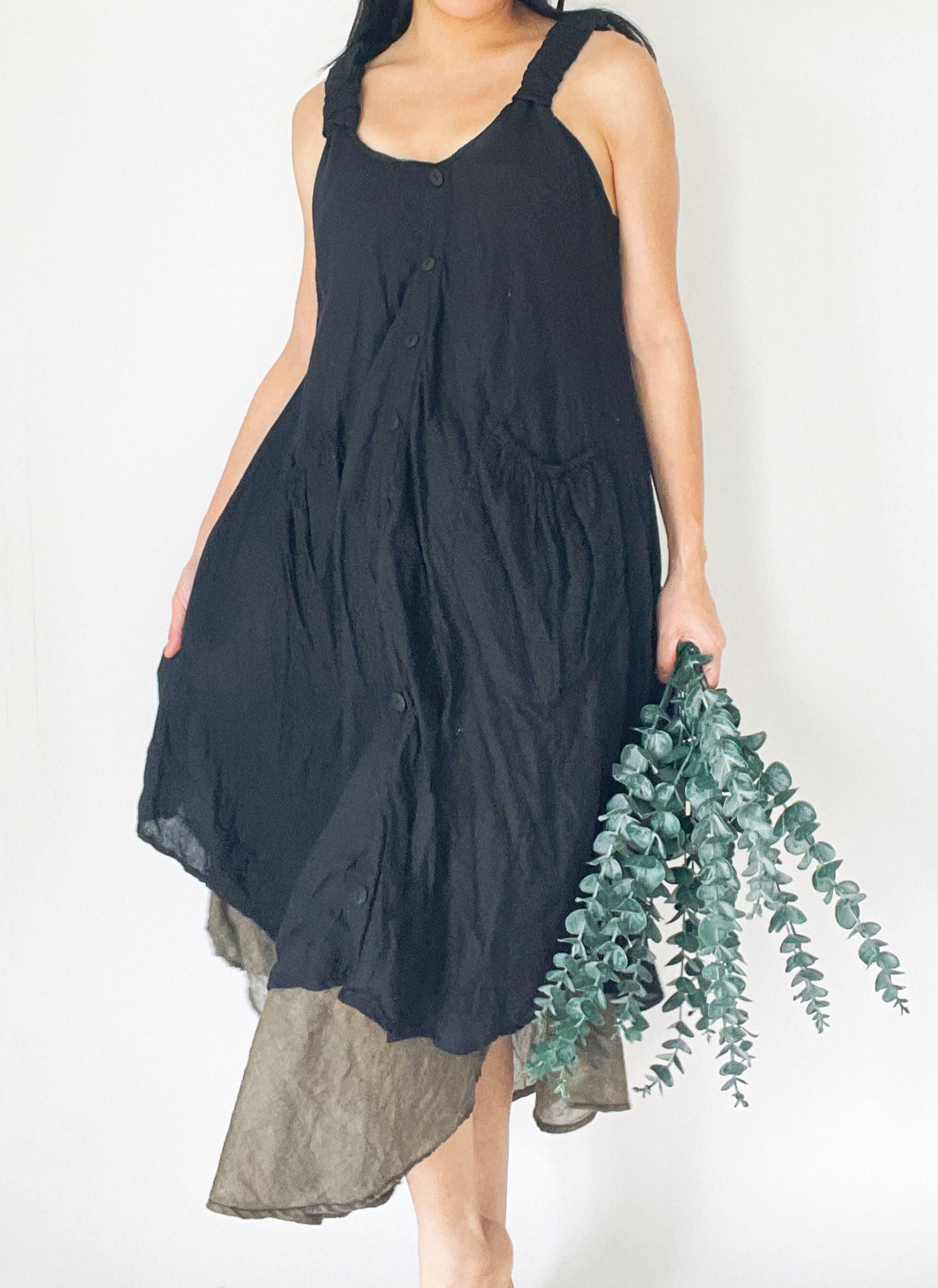 Scrunchie Shoulder Strap Layered Dress