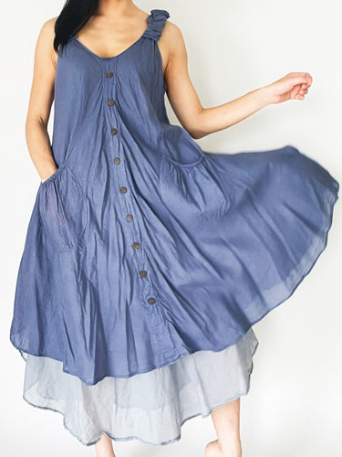 Scrunchie Shoulder Strap Layered Dress