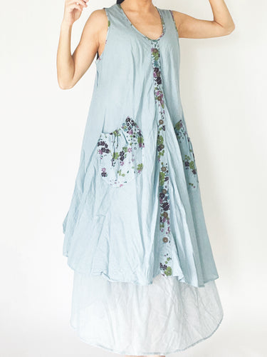 Floral Layered Dress with Front Pockets