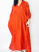 Load image into Gallery viewer, Puff Sleeve Pleated Dress with Pockets
