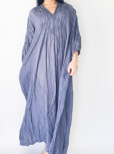 Puff Sleeve Pleated Dress with Pockets