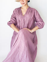 Load image into Gallery viewer, Puff Sleeve Pleated Dress with Pockets
